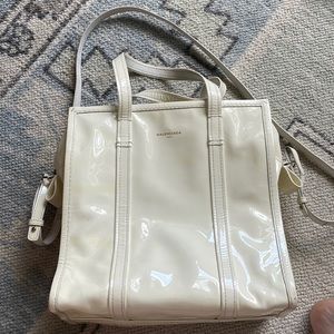 Balenciaga Bazar Tote - Cream Patent Leather